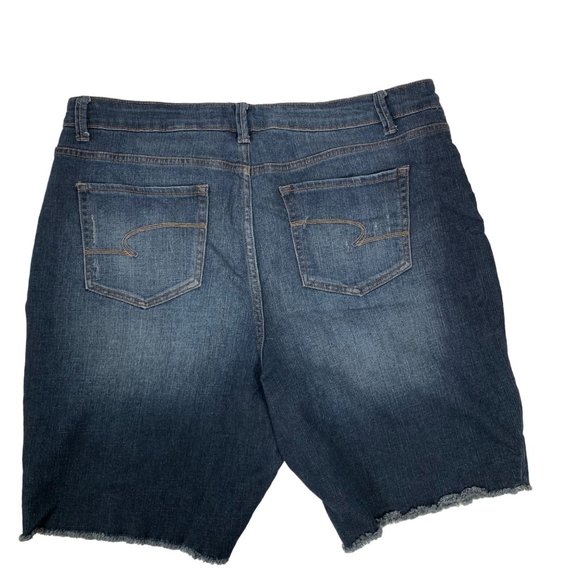 Time and Tru Rose Gold Button Fly Jean Shorts Plus Sz 20 High Rise Blue Stretch - Picture 2 of 12